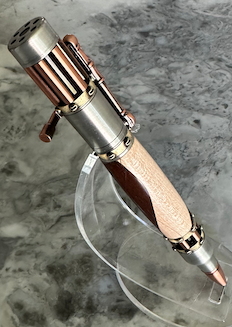 Steampunk Ballpoint Pen - Maple Walnut Segment - Copper, Pewter, Brass