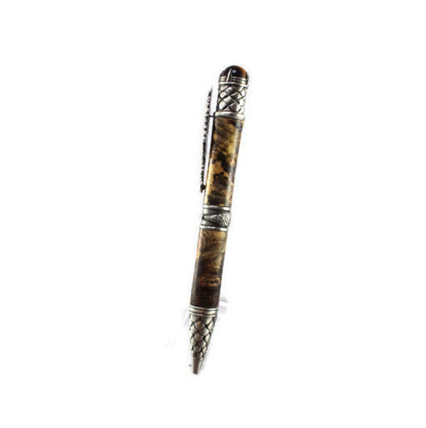 Dragon Ballpoint Pen | Center Twist Ballpoint | Wood Pen | Black Orange Maple Burl