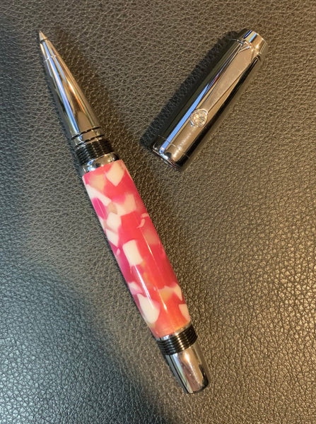 Arete - Rollerball Pen - Pinky with Post-able Screw top and crystal clip