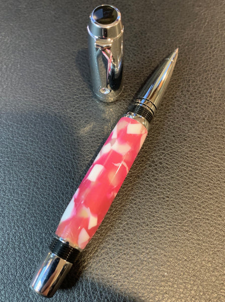 Arete - Rollerball Pen - Pinky with Post-able Screw top and crystal clip