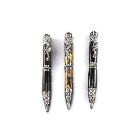 Dragon Ballpoint Pen | Center Twist | Wood Pen | Your Choice Buckeye Burl, Maple, Black Ebony